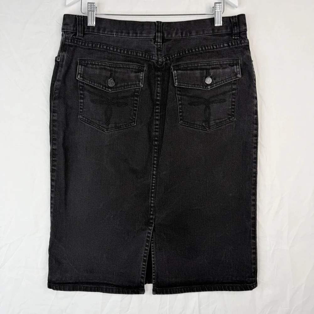 Lauren Jeans Co Ralph Lauren Denim Skirt Women's SZ-8 Black‎ Stretch Cotton